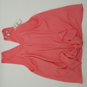 Express Flowy Sleeveless Vneck Peachy Summer‎ Top w Tie Waist